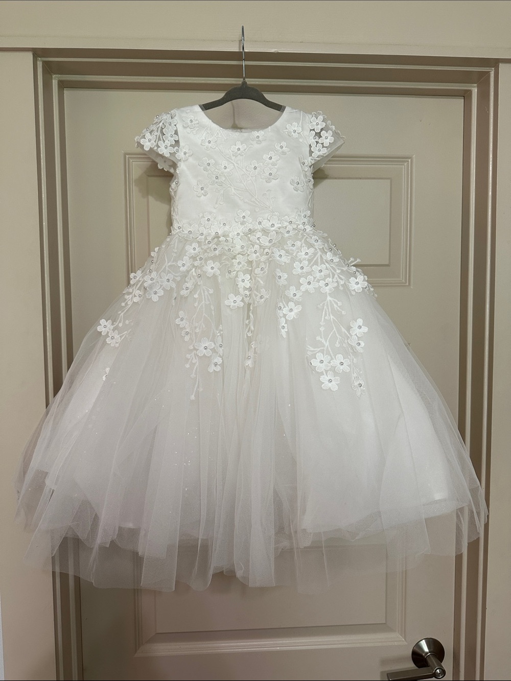 Anthropologie Princess Daliana floral appliqué flower girl dress